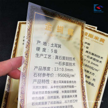 Gold stamping PVC transparent granite price thickening label for Tiles